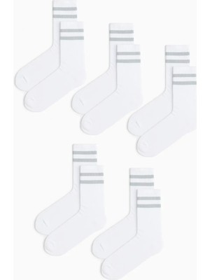 Mem Socks 5'li Havlu Taban (Tabanı Kalın) Boğazı Lastik Örgülü Triko Dikişsiz Tenis Çorabı