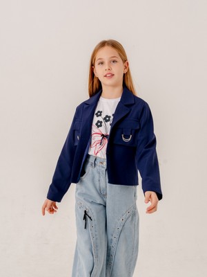 Kız Çocuk D Tokalı Ceket T-Shirt Ikili Takım 1903