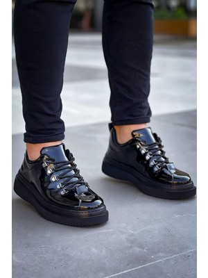 Kb-X4  Kuback Siyah Rugan Siyah Yüksek Taban Bağcıklı Günlük Erkek Ayakkabı