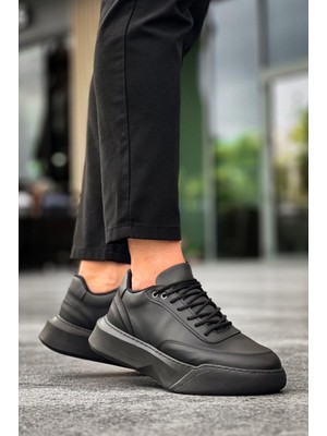 BA0354 Günlük  Bağcıklı Erkek  Siyah Yüksek  Taban Spor Ayakkabı