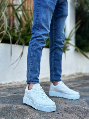 BA0802 Boa Beyaz Yüksek Taban Erkek Günlük Ayakkabı