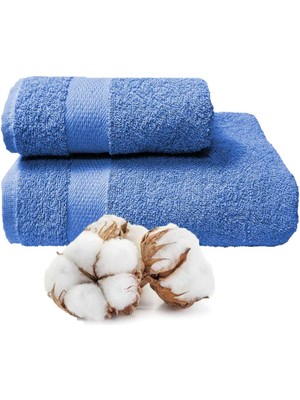 Lady Sunna 2 Li Banyo Havlu Takımı %100 Pamuklu Dry Mavi