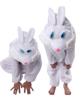 No8 Home Çocuk Tavşan Kostümü Beyaz Renk 3-5 Yaş 100 cm