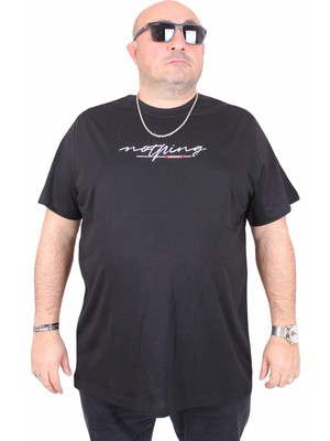 Moc Grande Erkek Büyük Beden Sıfır Yaka Tişört Nothing 25173 Sıyah