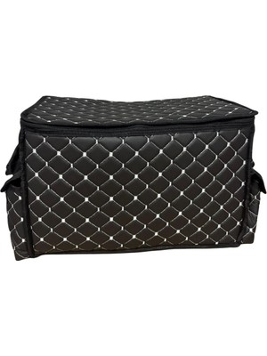 Ssanyoung Actyon Deri Lüks Oto Araç Bagaj Toplayıcı Organizer Bagaj Çantası Siyah Beyaz Fs