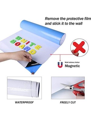 Yapışkanlı Manyetik Duvar Sticker Panosu Mıknatıs Tutan Duvar Sticker Beyaz Ebat Seçenekli