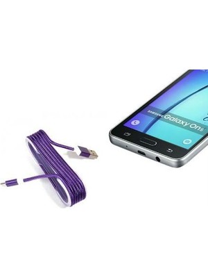 Oz cm ax Android Örgü Şeklinde Renkli Çelik Şarj Data Kablosu - Mor