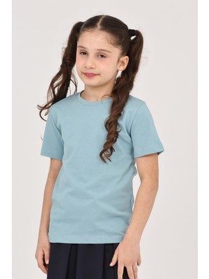 ERDEM KIDS Kız Çocuk Düz Kısa Kollu Casual-Okul Basic T-Shirt