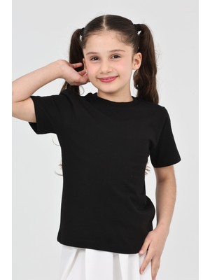 ERDEM KIDS Kız Çocuk Düz Kısa Kollu Casual-Okul Basic T-Shirt