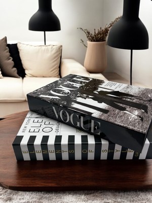 Saccura Decor 2li Dekoratif Kitap Kutu Seti, Vogue & Element 2li Kitap Kutusu Seti