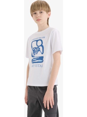 DeFacto Bisiklet Yaka Baskılı Kısa Kollu Tişört Erkek Çocuk E3742A825SM