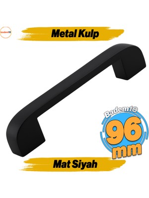 Badem10 Zehra Kulp 96 mm Siyah Metal Mutfak Mobilya Çekmece Mutfak Dolap Dolabı Kulpları Kapak Kulbu 9.6 cm
