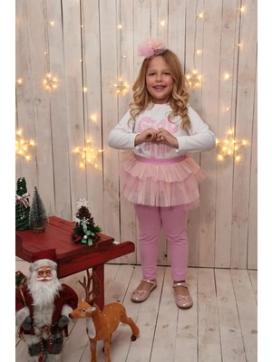 Çocuk Pembe Tütü Simli Kat Kat Tütü Tayt