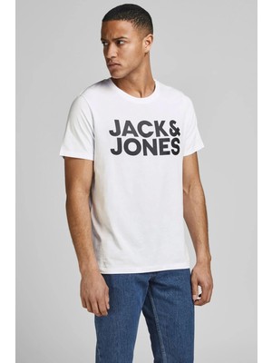 Jack&jones 12151955 0 Yaka Erkek Tshirt - Beyaz