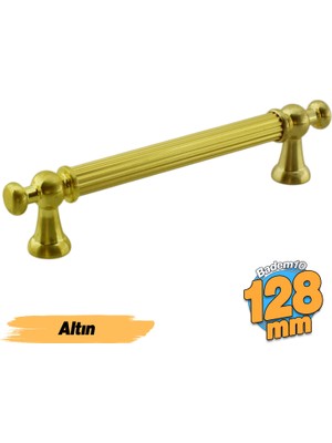Badem10 Selçuklu (128 mm - 12.8 cm) Gold Metal Mobilya Mutfak Çekmece Dolap Dolabı Kulbu Kulpları