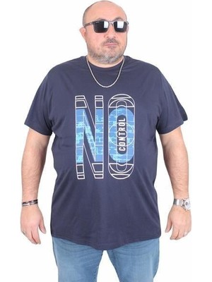 Starbattal Erkek Büyük Beden Sıfır Yaka Tişört No Control 25172 Lacıvert