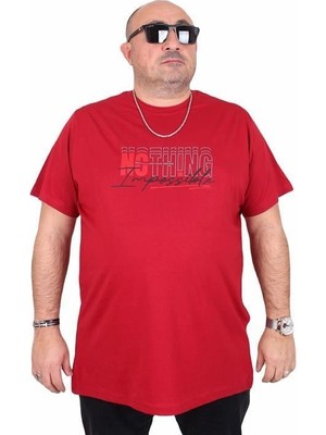 Starbattal Erkek Büyük Beden Sıfır Yaka Tişört Impossible 25169 Bordo