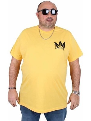 Starbattal Erkek Büyük Beden Sıfır Yaka Tişört King 25141 Sarı