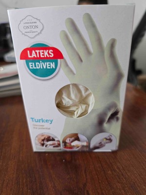 Onton Lateks Eldiven Pudrasız Beyaz Renk Ameliyat Eldiveni Standart Beden Hijyenik Koruma