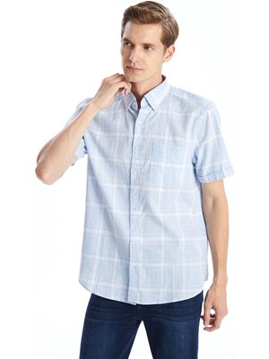Lcwaıkıkı Classic  Regular Fit Kısa Kollu Ekose Poplin Erkek Gömlek