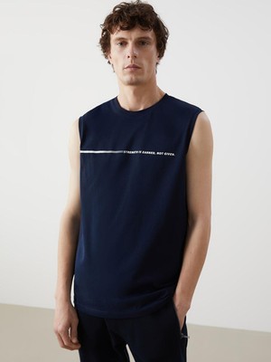 Lcwaıkıkı Classic Bisiklet Yaka Baskılı Erkek Kolsuz Tişört