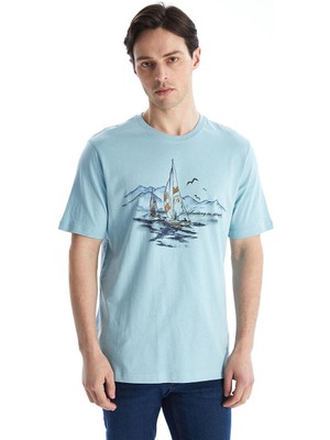 Lcwaıkıkı Classic  Bisiklet Yaka Kısa Kollu Baskılı Penye Erkek Tişört