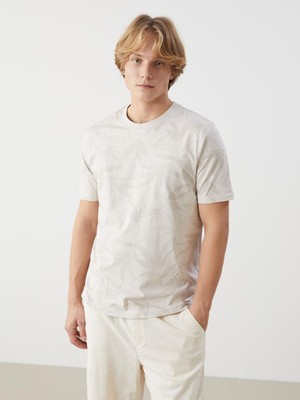 Xsıde  Bisiklet Yaka Desenli Penye Erkek Tişört