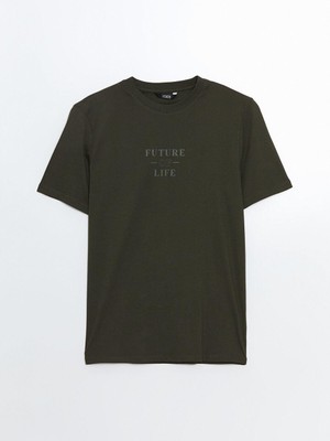 Xsıde  Bisiklet Yaka Baskılı Penye Erkek Tişört