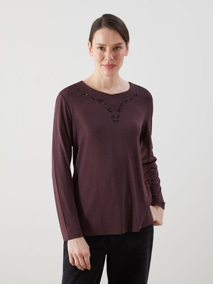 Lcw Grace Bisiklet Yaka Taşlı Kadın Bluz