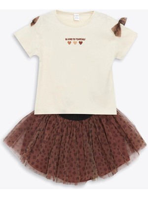 Lcw Kids  Baskılı Kız Çocuk Tişört ve Tütülü Etek 2'li