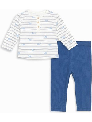 Lcw Baby  Düğmeli Erkek Bebek Tişört ve Eşofman Altı 2'li Takım