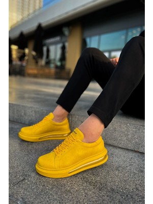 Shoecide SHO271 Bağcıklı Yüksek Taban Crt Ariaso Erkek Ayakkabı Sarı