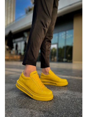 Shoecide SHO271 Bağcıklı Yüksek Taban Crt Ariaso Erkek Ayakkabı Sarı