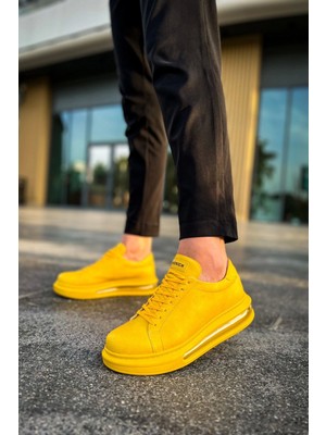 Shoecide SHO271 Bağcıklı Yüksek Taban Crt Ariaso Erkek Ayakkabı Sarı