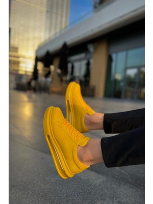 Shoecide SHO271 Bağcıklı Yüksek Taban Crt Ariaso Erkek Ayakkabı Sarı