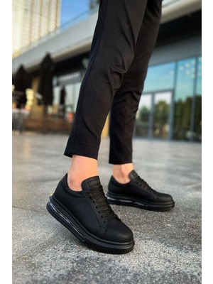 Shoecide SHO271 Bağcıklı Yüksek Taban Crt Ariaso Erkek Ayakkabı Sıyah