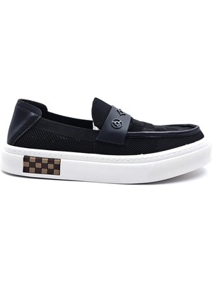 Guja G25Y501 Erkek Triko Tekstil Siyah Bağcıksız Loafer Ayakkabı