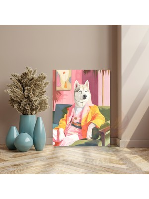 Artarilion Takım Elbiseli Kurt Kanvas Tablo Modern Ev Dekoru Duvar Tablosu