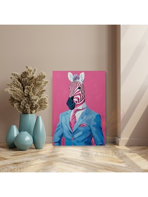 Artarilion Takım Elbesili Zebra Kanvas Tablo Modern Duvar Tablosu Ev Dekoru