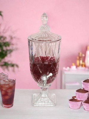 Cam Sebil 3 Lt Musluklu Şerbetlik - Parti Damacanası - Meşrubatlık - Kristal Model