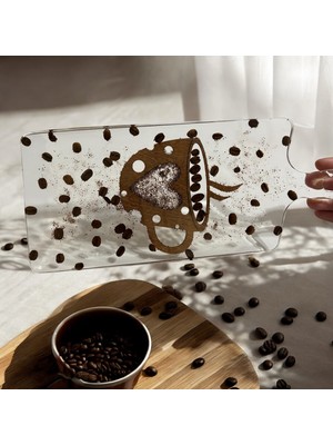 Pelince Epoksi Reçine Sunumluk - Kesme Tahtası Görünümlü - Kahve -  Ebatları: 14 x 27 cm