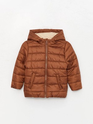 Baby Kahverengi Kapüşonlu Erkek Bebek Şişme Mont