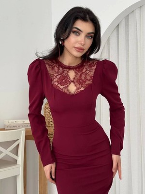 Defy Moda Port Dantel Detay Elbise