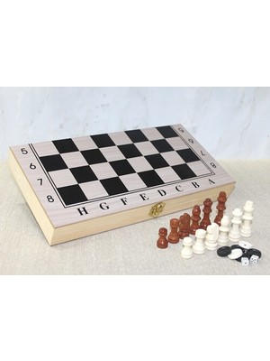 Acornbella Ahşap Kutulu Satranç Tavla Seti Model 2
