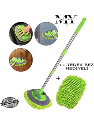 M.Y. Taso Çok Fonksiyonlu 2 In 1 Mikrofiber Araba Yıkama Fırçası Teleskopik Uzun Saplı Detay Fırçası Oto Mopu