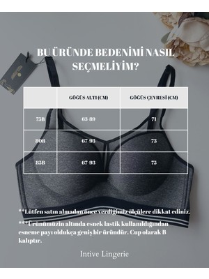 Intive Lingerie Intive Gri File Detaylı Balensiz Dolgulu Push-Up Ithal Spor Sütyeni/ Sütyen