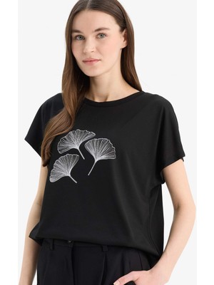 DeFacto Regular Fit Bisiklet Yaka Baskılı Kısa Kollu Tişört D8927AX25SP