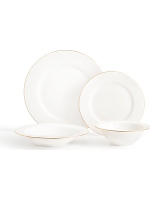 Grace 6 Kişilik 24 Parça Yemek Takımı - Beyaz/gold