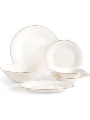 Solara 6 Kişilik 27 Parça Yemek Takımı - Beyaz/gold