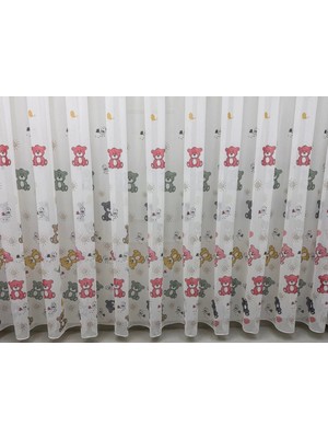 Nivemeshome HYL00009.801 Este Bear Çocuk Odası 1/2.5 Pile Tül Perde Pembe Apm